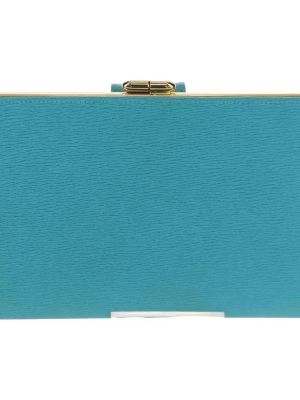 Christian Dior Long Wallet Leather Light Blue Gold Auth
